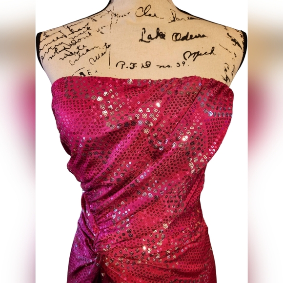 As U Wish Pink Strapless Ruched Gown - Picture 3 of 12